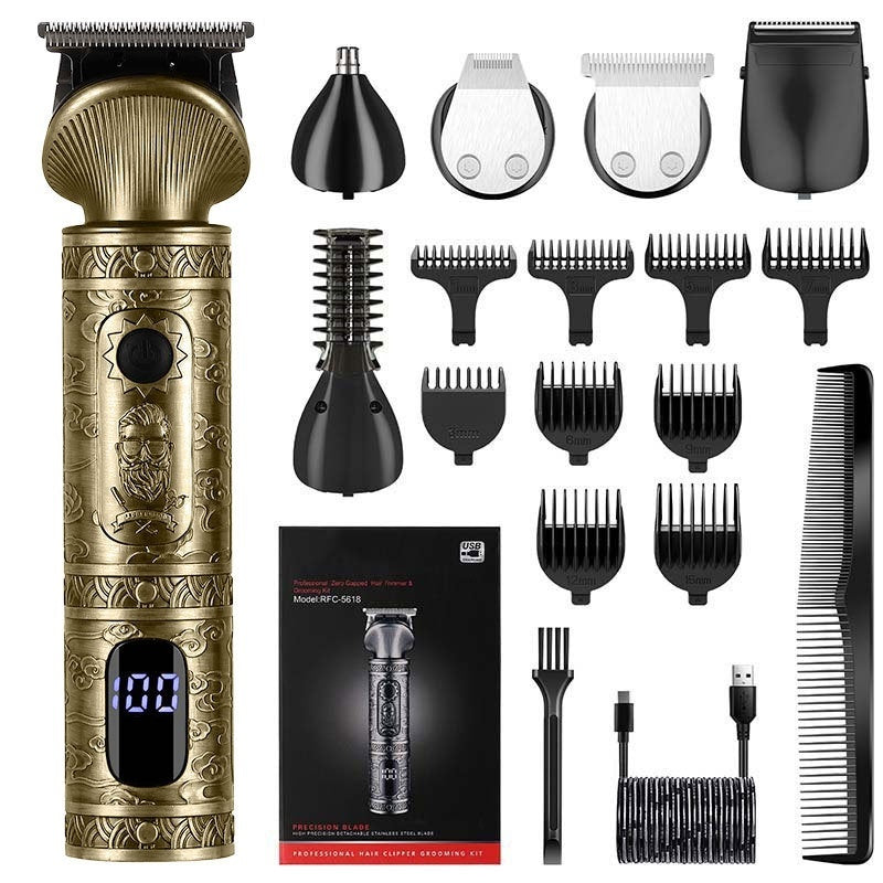Multifunctional Electric Clipper Hair Clipper Retro Carved Oil Head Electric Clipper