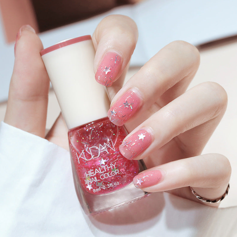 Iridescent Brightening Fine-shimmering No-bake Peel-off-free Clear Nail Polish