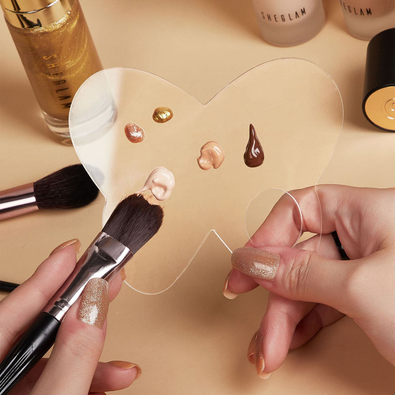 Acrylic Nail Artn Makeup Palette Eye Shadow Stick Gel Foundation Cream Eye Shadow Stick Nail Art Cosmetic Manicure Toolsable Makeup Blending Tool For Travel Daily