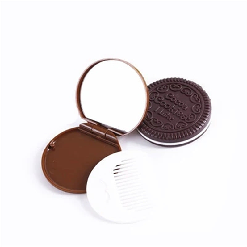 Sandwich biscuit folding round makeup mirror
