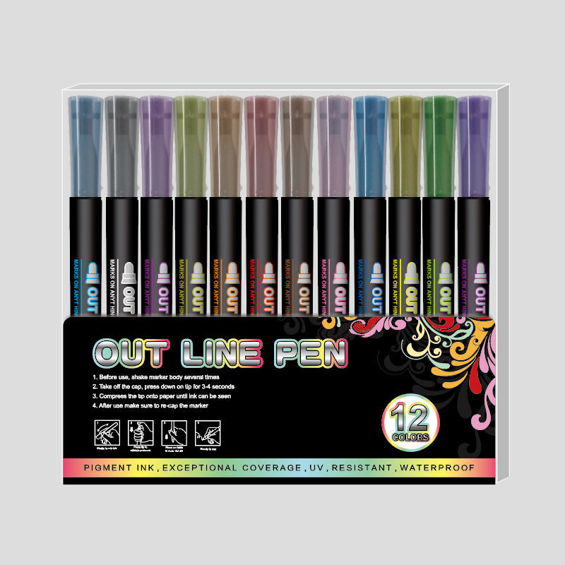 Fluorescent Double Line Contour Pen