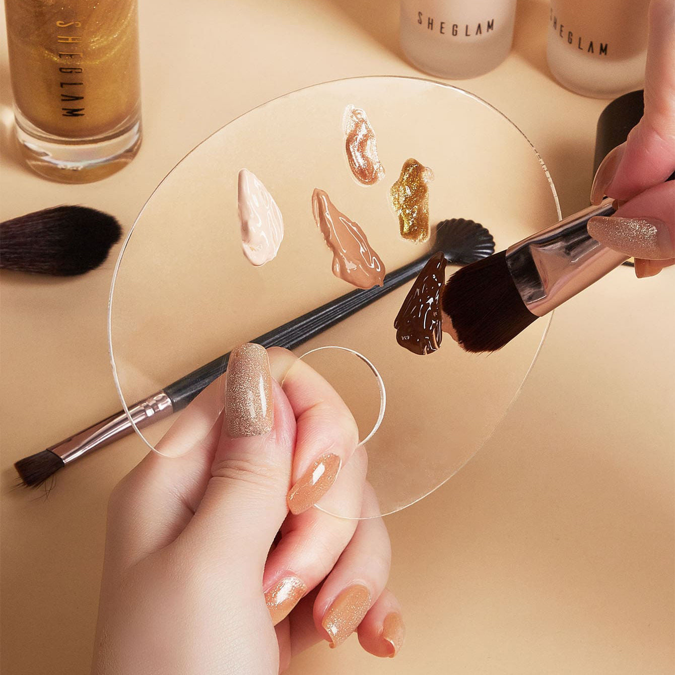 Acrylic Nail Artn Makeup Palette Eye Shadow Stick Gel Foundation Cream Eye Shadow Stick Nail Art Cosmetic Manicure Toolsable Makeup Blending Tool For Travel Daily
