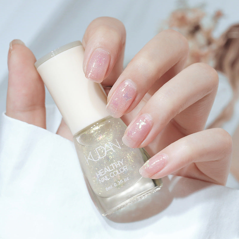 Iridescent Brightening Fine-shimmering No-bake Peel-off-free Clear Nail Polish