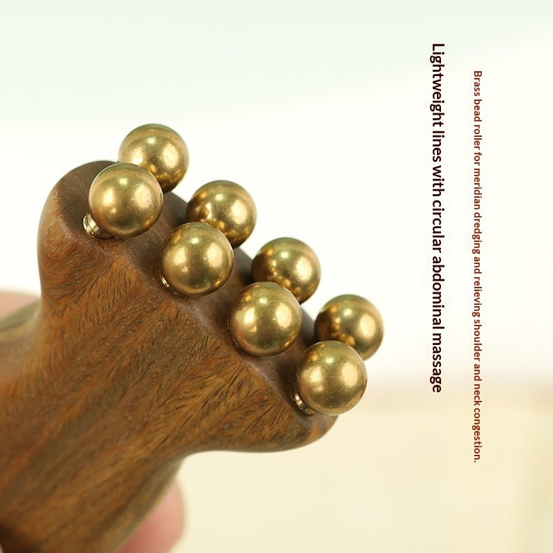 Arrival Green Sandalwood Sheep Horn Facial Massager Beauty Tool With 14 Massage Beads