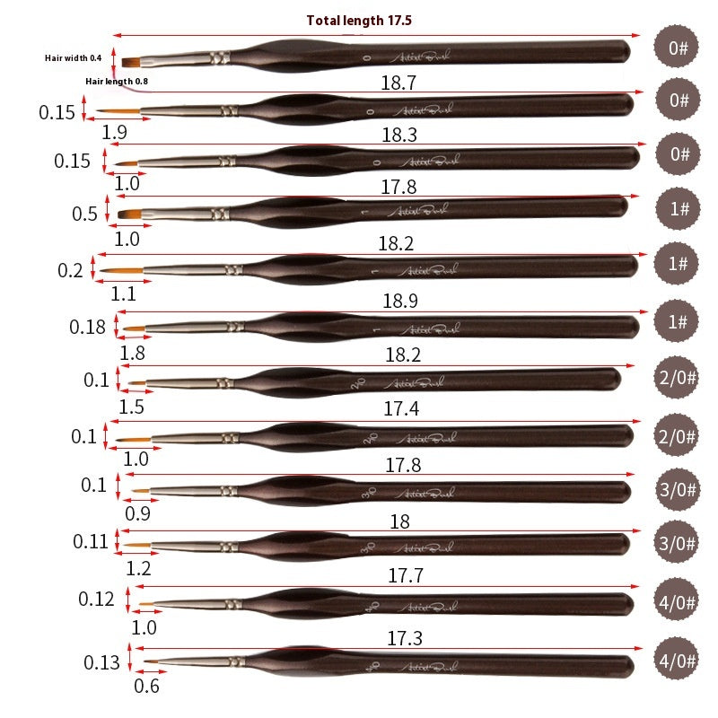 Painting Triangle Pole Double Color Nylon Hair Hook Line Pen Watercolor Brush Professional Art Supplies