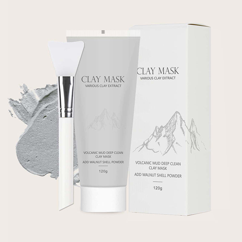 KOEC Foreign Trade English Version Volcanic Mud Mask Moisturizing Coating Mask Deep Cleaning Facial Mask With Brush Export