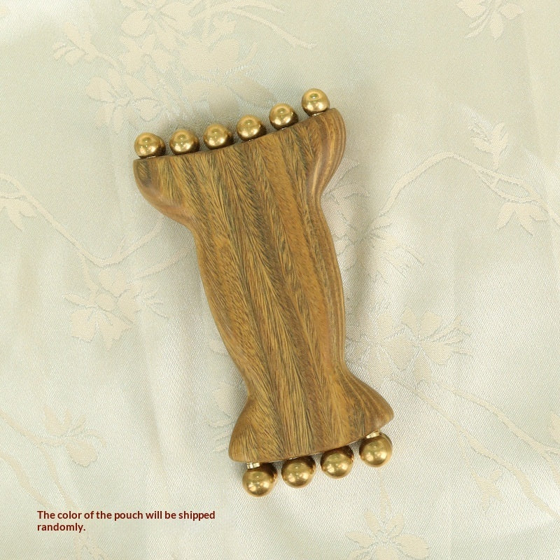 Arrival Green Sandalwood Sheep Horn Facial Massager Beauty Tool With 14 Massage Beads