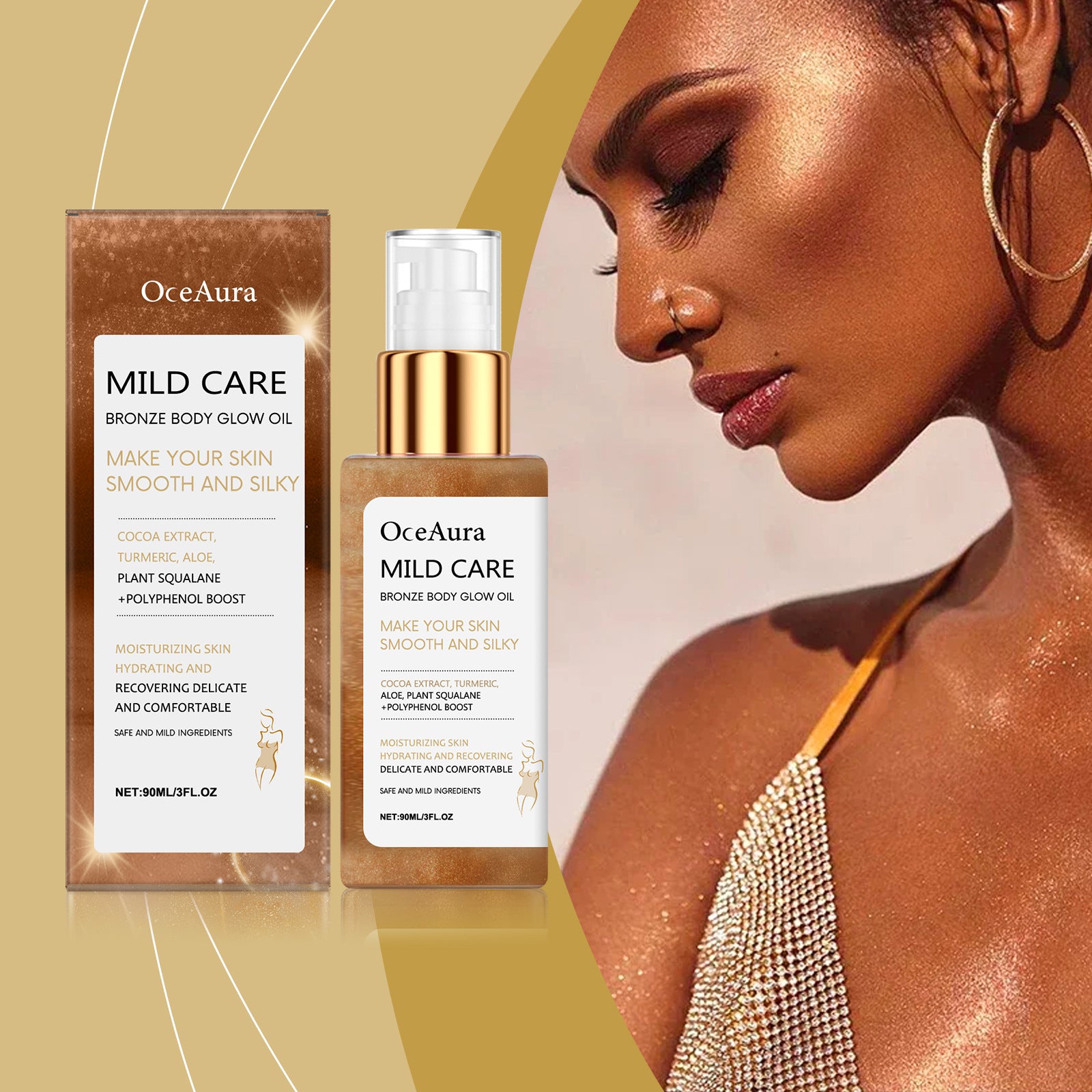 Bronze Waterproof And Moisturizing Massage Body Flash Oil