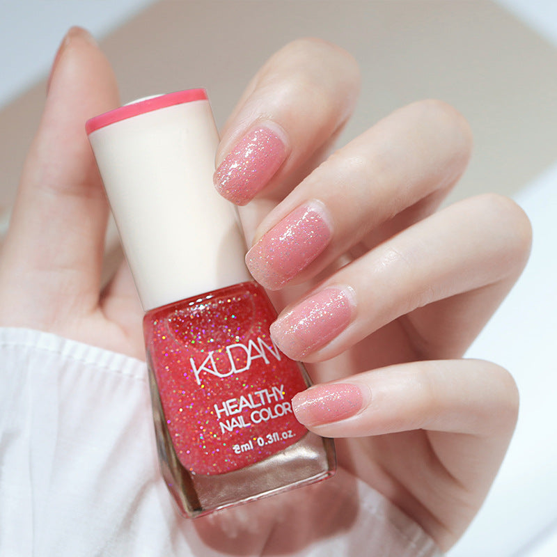 Iridescent Brightening Fine-shimmering No-bake Peel-off-free Clear Nail Polish