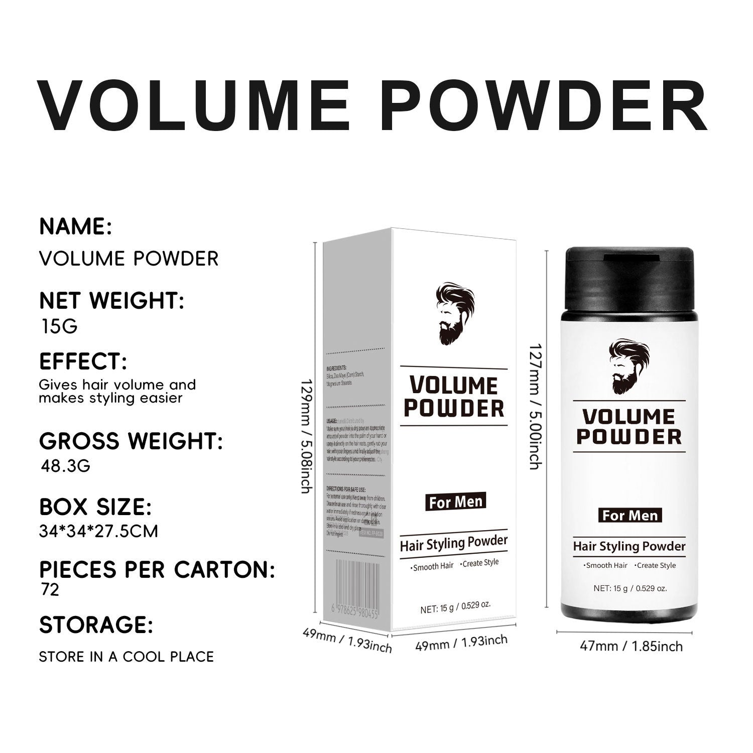 Male Creative Portable Hair Plumper Powder