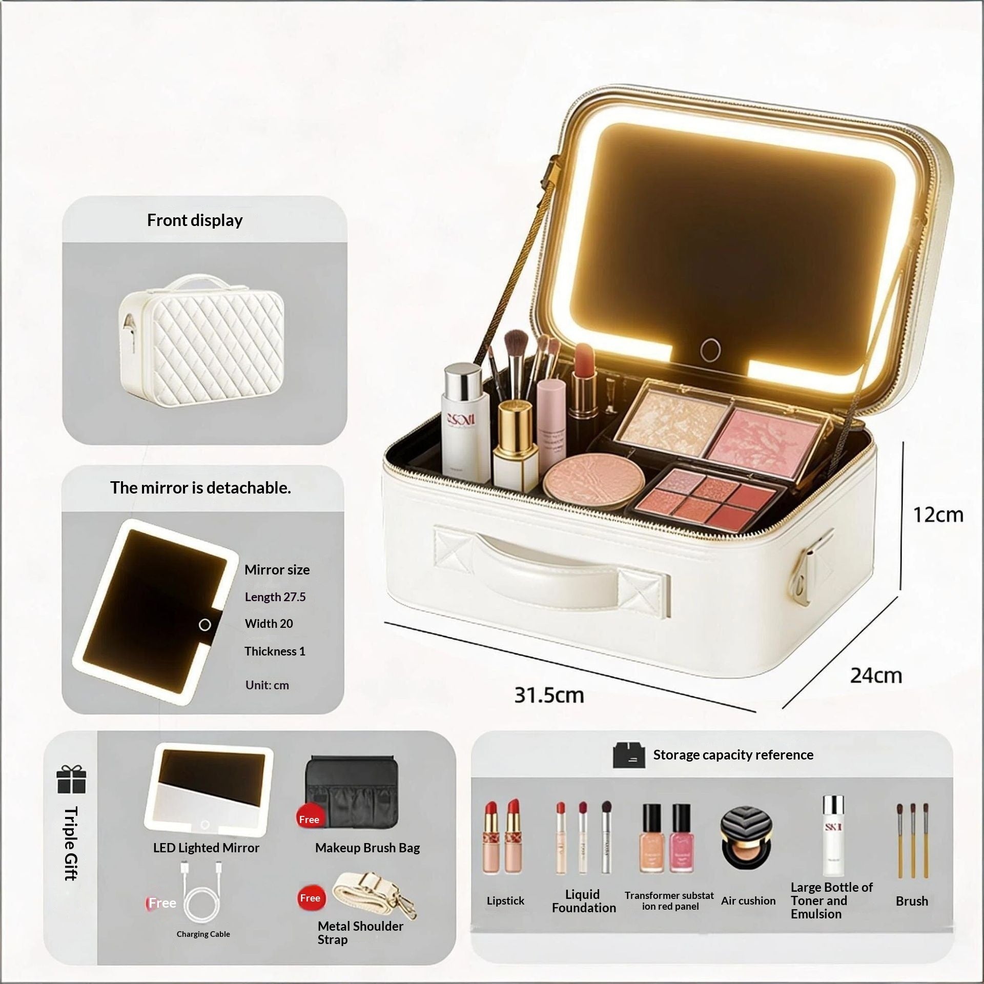 Multi-functional High-capacity Portable Travel Makeup Bag