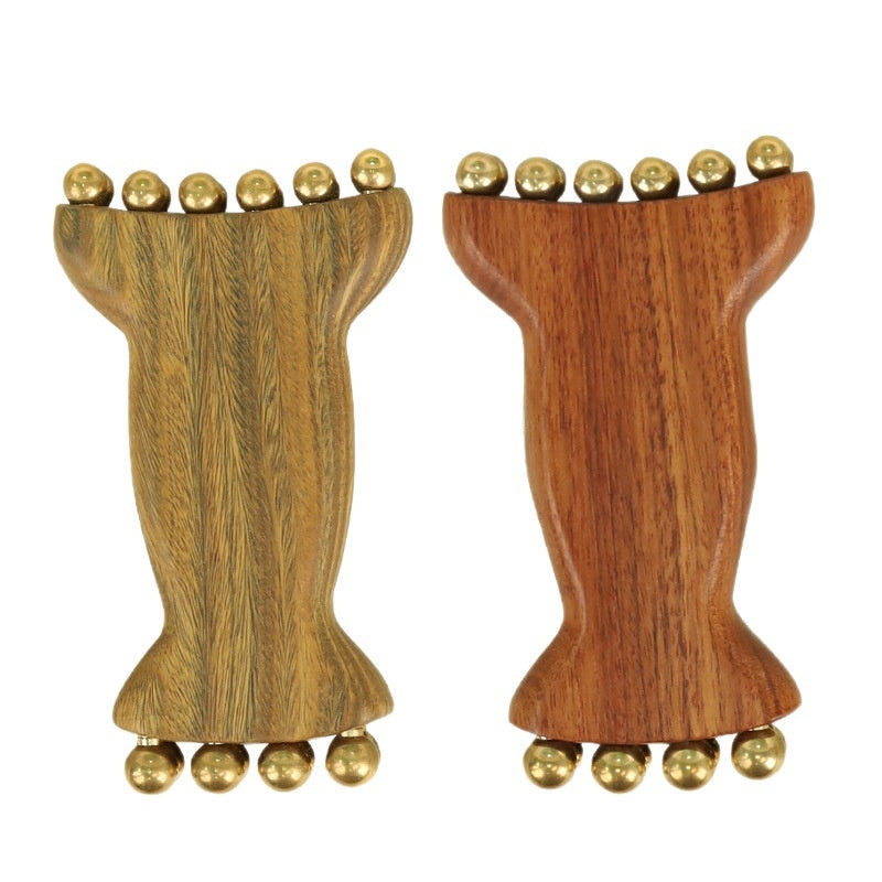 Arrival Green Sandalwood Sheep Horn Facial Massager Beauty Tool With 14 Massage Beads