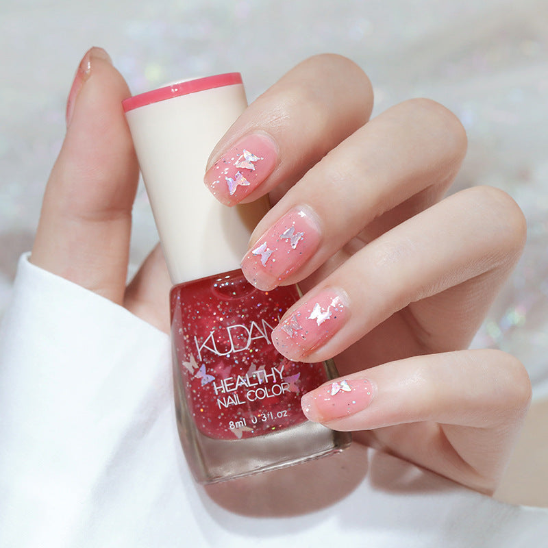 Iridescent Brightening Fine-shimmering No-bake Peel-off-free Clear Nail Polish