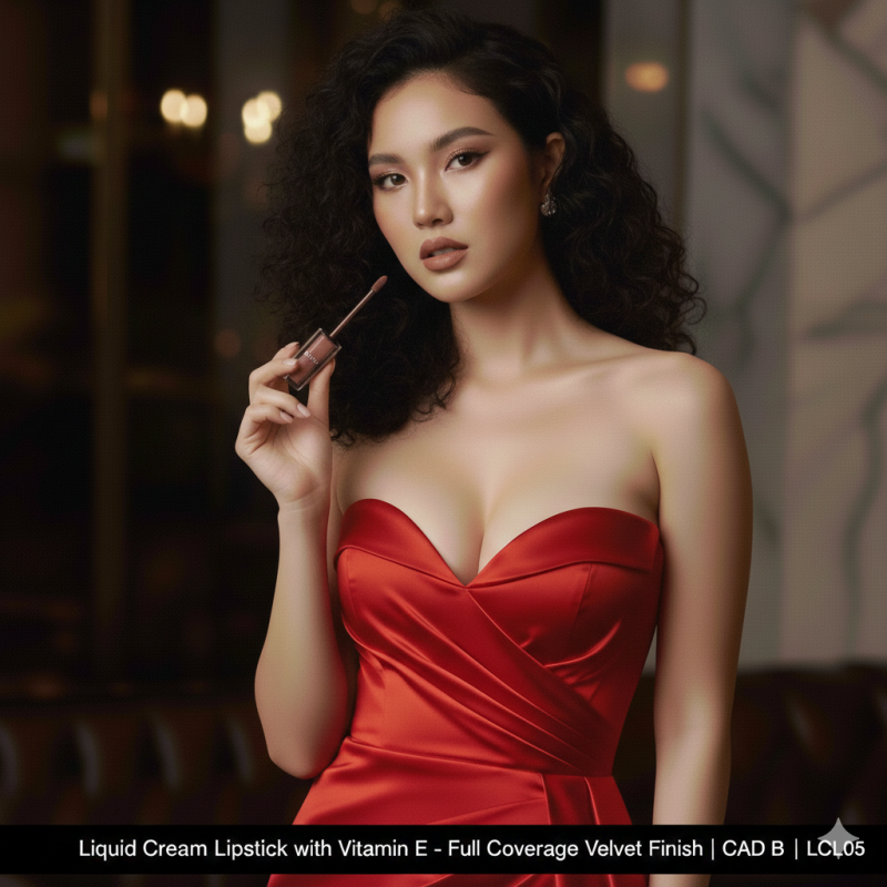 Liquid Cream Lipstick with Vitamin E – Full Coverage Velvet Finish | CAD B | LCL05